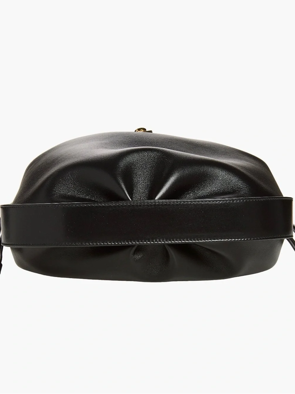 Black Leather Hug Bucket Tote Bag with Gold Hardware